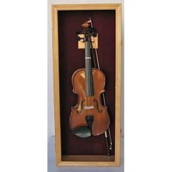 Alternative view of DisplayGifts Fiddle, Violin Display Case Shadow Box with Hanger, with Lock (Oak Finish)
