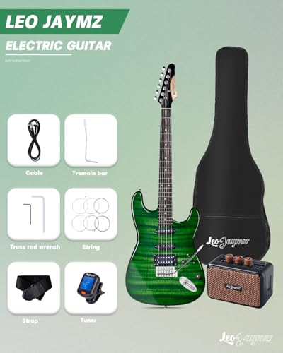 Leo Jaymz 39 Full Size ST Style Electric Guitar Starter Kit with SSH Pickup, 5W Portable Amp, Tuner, Gig Bag, Strap & Accessories (Violet Ocean) - Image 104