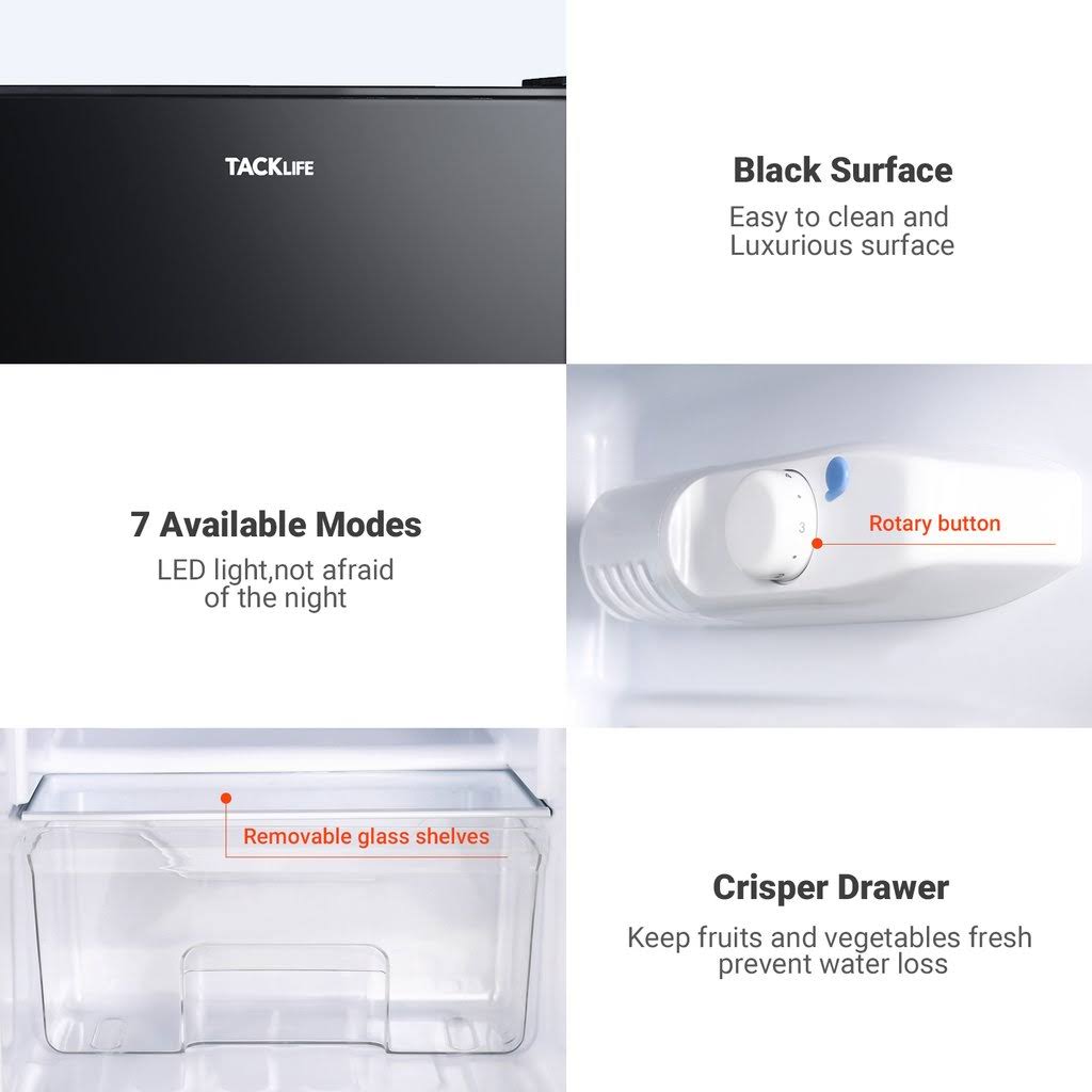 Tacklife Mini Fridge with Freezer 3.1 Cu.ft, Compact Refrigerator 2 Door Low Noise, Energy Saving, LED INSIDE, Upright Fridge fo - Image 5