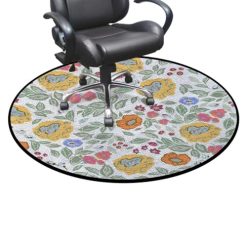 Dark Blue White Office Chair Mat Hardwood Floor Computer Desk Mat Anti-Slip Gaming Chair Mat Round Floor Mat Durable Floor Protector Old Fashion Romantic Decorating Diameter 35.4 in
