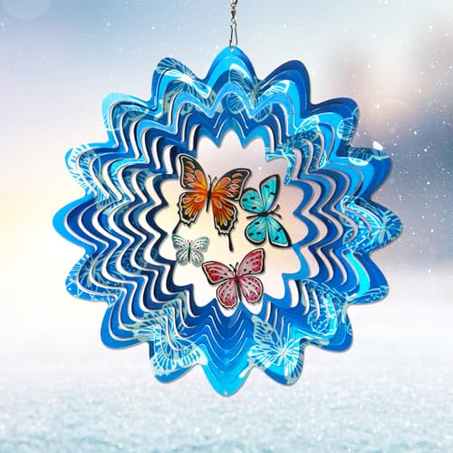 Hummingbird Wind Spinner – Hummingbird Gift for Women Men, Metal Wind Spinners for Outdoor & Indoor Decoration 12in 3D Hanging Bird Wind Catcher Unique Garden Decor Kinetic Yard Art Ornament