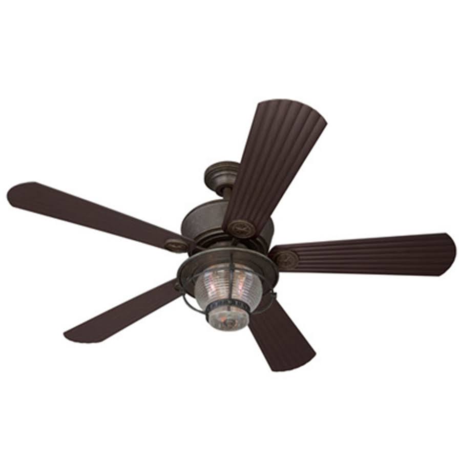 Harbor Breeze Merrimack 52-In Antique Bronze Indoor/Outdoor Downrod Mount Ceiling Fan with Light Kit and Remote