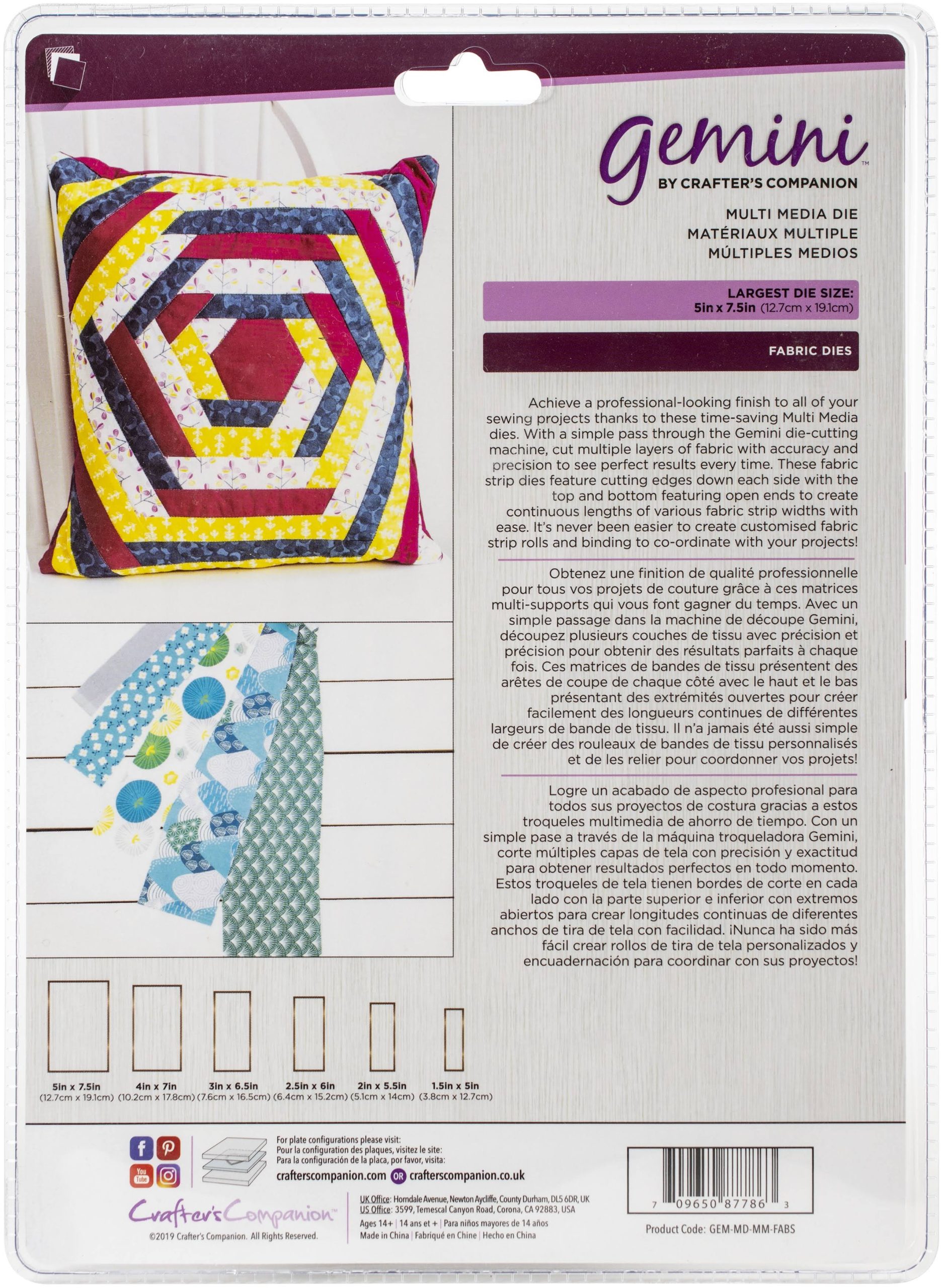 Crafter&s Companion GEMMDMM7 Strips Gemini Patchwork Fabric Dies