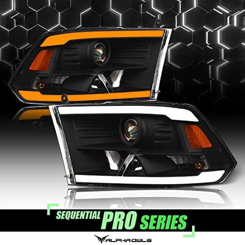 Alpha Owls 8710401 Crystal Headlights With Switchback Sequential LED Light Bar & Startup Light – Black Amber Fits 2009-2018 Dodge Ram 1500 2500 3500/2019-2023 Classic Halogen Models - Image 26