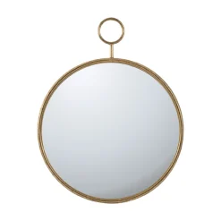 CC Home Furnishings 28.25 Gold Modern Style Framed Round Wall Mounted Mirror Decor
