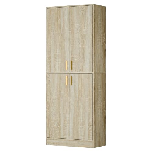 Cozy Castle Kitchen Pantry Cabinet, 71 Tall Wood Storage Cabinet with Doors and Shelves 4 Doors Freestanding Cupboard Utility Hutch for Dining Room Living Room Bathroom Furniture, Gray - Image 34