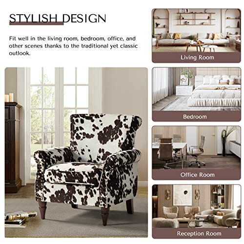 HULALA HOME Modern Wingback Accent Chair with Wood Legs & Removable Cushion, Comfy Upholstered Armchair with Nailhead Trim, Floral Pattern Single Sofa Chair for Living Room Bedroom, Blue - Image 45