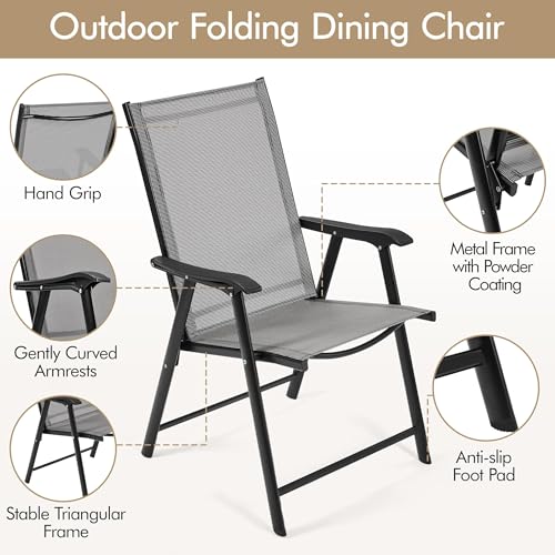 Yaheetech Patio Dining Chairs Set of 4 with Armrests, Outdoor Folding Chairs with Metal Frame and Backrest for Lawn, Garden, Yard and Poolside, Black - Image 28