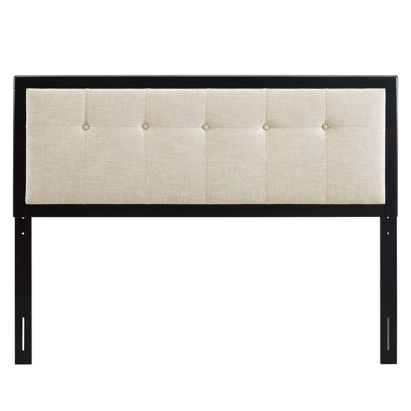 Modway Draper Tufted Queen Fabric and Wood Headboard – Walnut Charcoal - Image 2
