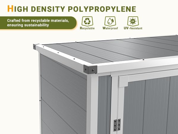 41 Cu.Ft Horizontal Outdoor Storage Box Plastic Shed, Trash Can Sheds Weatherproof Resin Shed with Floor Thickened & Gas Spring & Lockable Doors for Tools, Lawn Mower Storage - Image 8