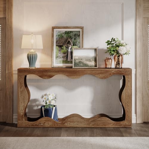 Tribesigns 63 Inches Farmhouse Console Table with Storage, Couch Table Behind Sofa, Long Entryway Sofa Station, Narrow Console Stand, Hallway Stand for Entryway Living Room, Brown - Image 13