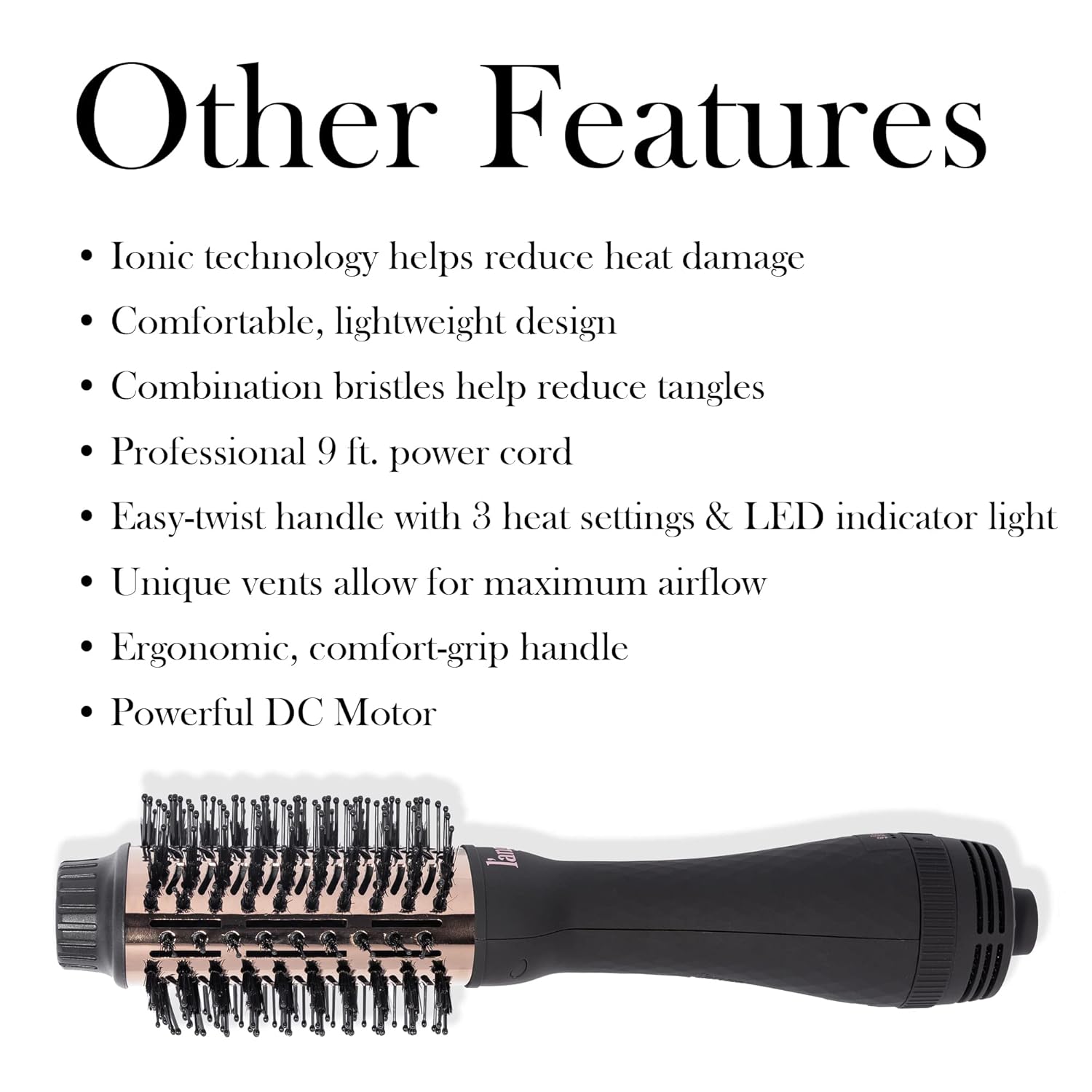 L’ANGE HAIR Le Volume 2-in-1 Titanium Brush Dryer Black | 75MM Hot Air Blow Dryer Brush in One with Oval Barrel | Hair Styler for Smooth, Frizz-Free Results for All Hair Types - Image 5