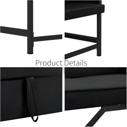 3 in 1 Sleeper Sofa Bed, Futon Sofa Bed for Living Room with Side Pocket, Black Sleepers Sofa Couch with Pullout Bed, Convertible Love Seat Sleepers Bed for Living Room, Bedroom, Small Space - Image 31