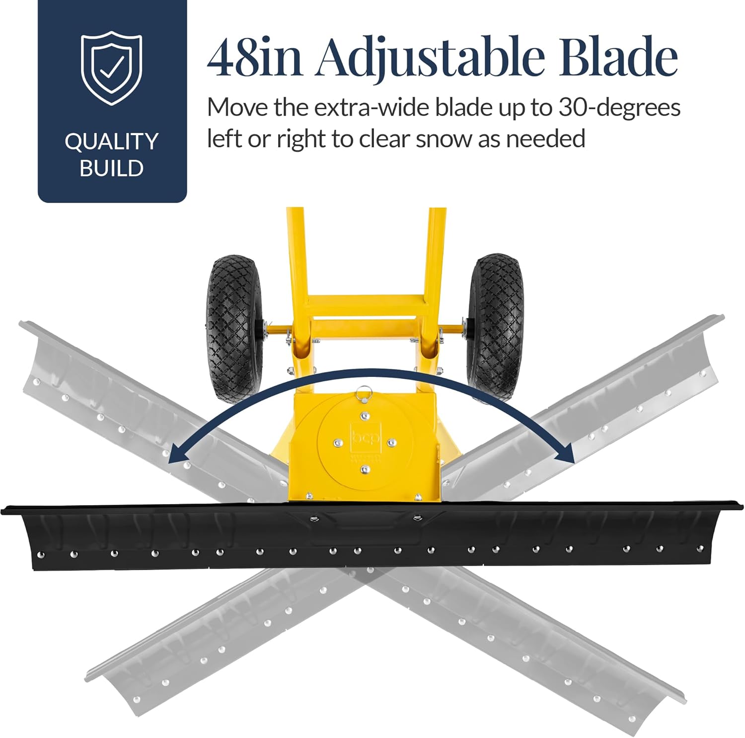 Best Choice Products 36in Galvanized Blade Heavy-Duty 2-Wheel Snow Pusher Hand Plow for Snow Removal w/Wheels, Adjustable Handle, Blade Angle – Black - Image 17