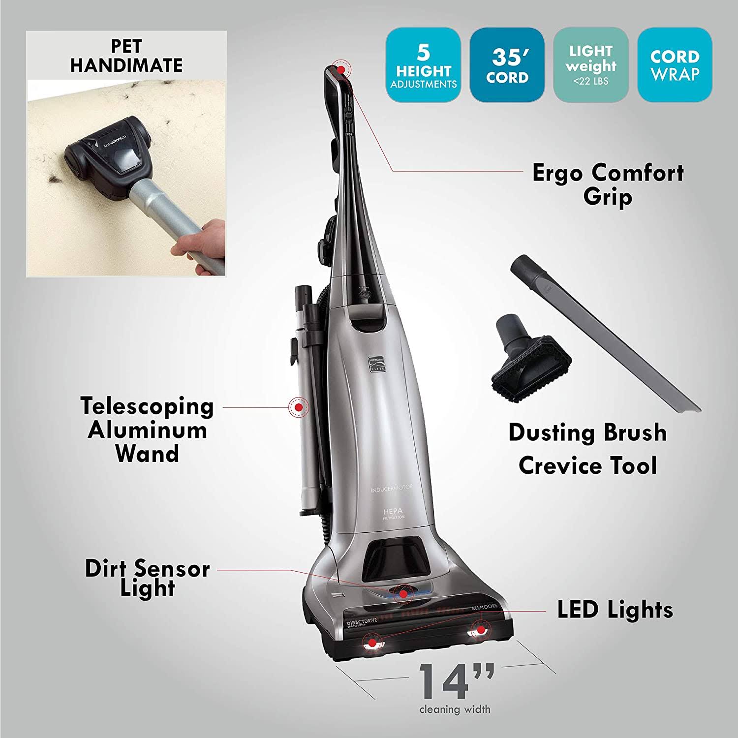 Kenmore Elite 31150 Pet Friendly Bagged Upright Vacuum w/Pet Handi-Mate Silver - Image 4