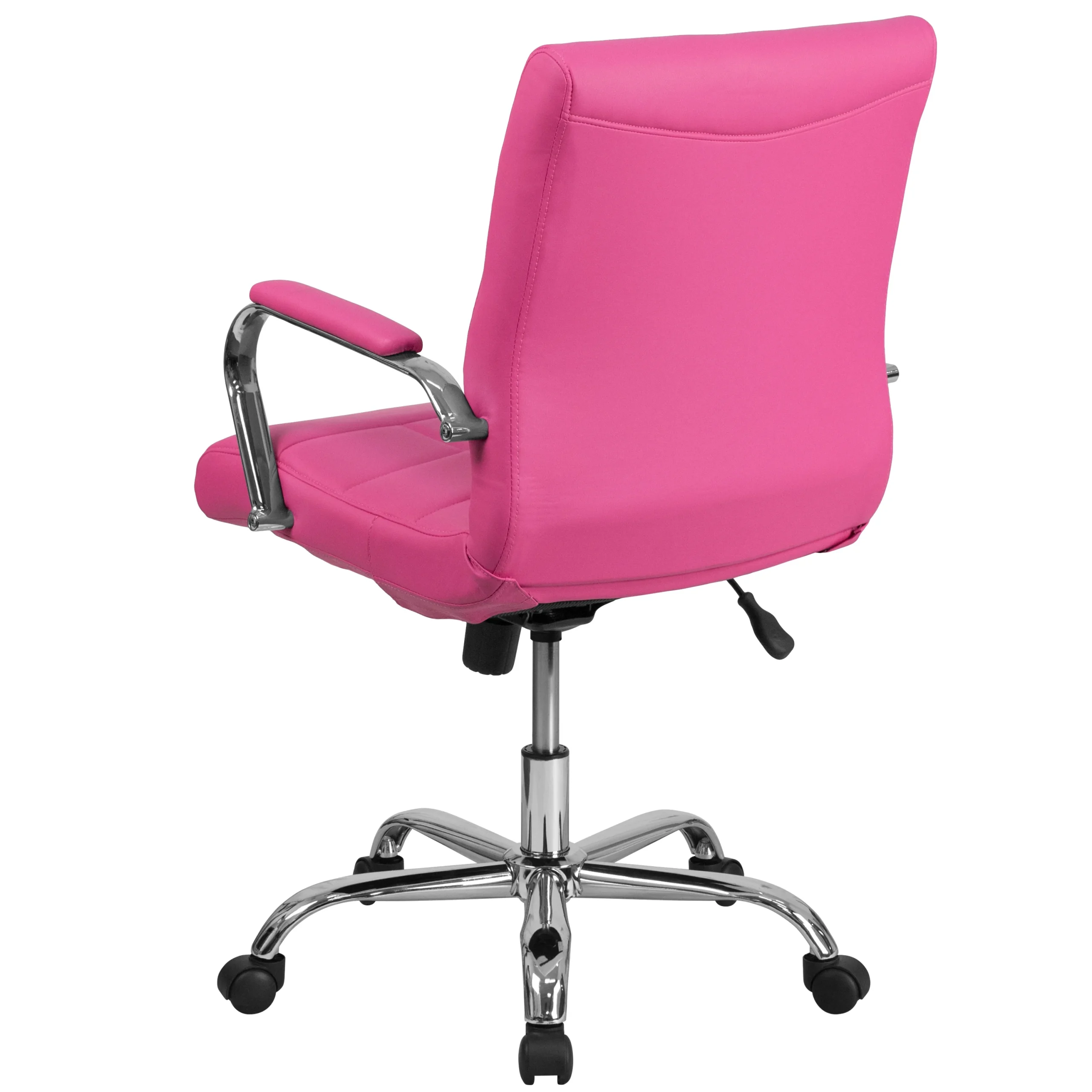 Emma + Oliver Mid-Back Pink Vinyl Executive Swivel Office Chair with Chrome Base and Arms - Image 10