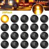 ALFU 20pcs Amber 3/4 12V Round LED Side Marker Clearance Lights Tail Light Front Rear Signal Marker Indicators Waterproof for Sealed Flush Mount Bulbs Boat Lorry Truck Pickup Bus Signal Lamp Camper