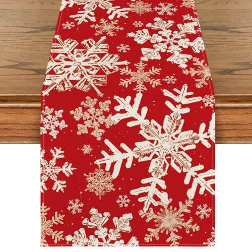 Artoid Mode Navy Blue Snowflakes Christmas Table Runner, Seasonal Winter Holiday Kitchen Dining Table Decoration for Home Party Decor 13×72 Inch - Image 20