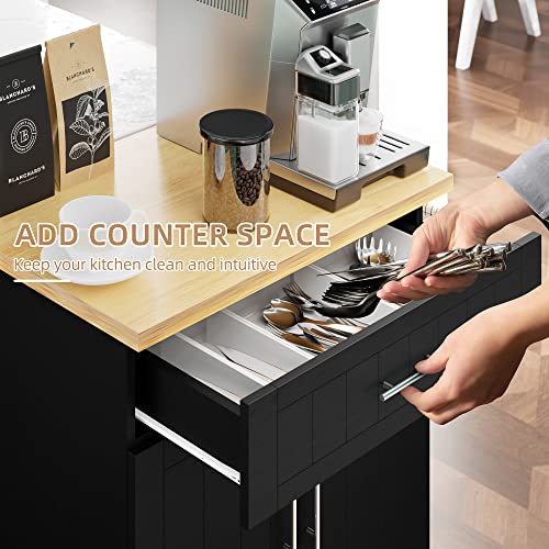 Shintenchi Kitchen Island Cart with Storage,Rolling Side Table on Wheels with Large Worktop, Cabinet,Towel Rack and Drawers for Kitchen,Dinning Room, White - Image 66