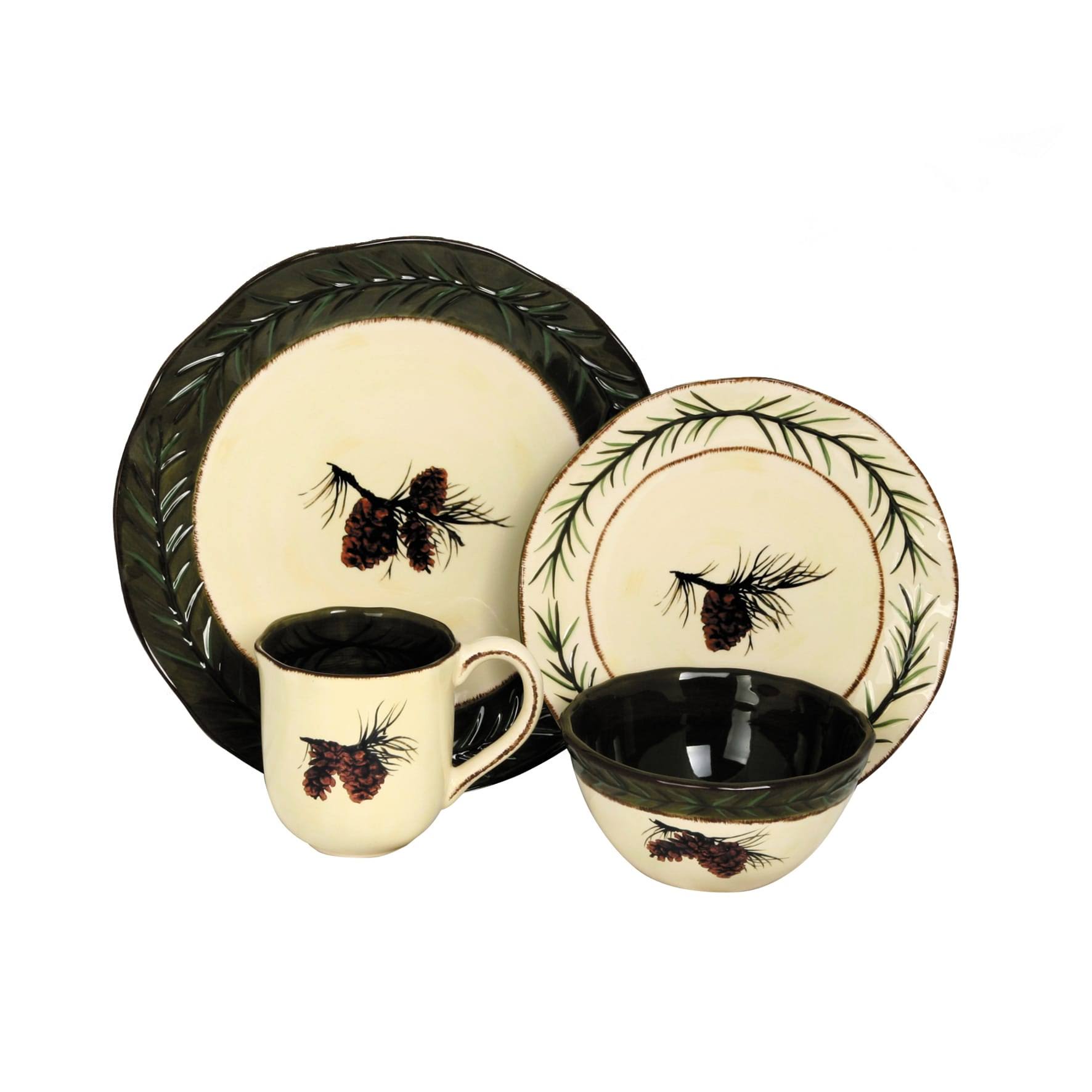 HiEnd Accents 16-Piece Pine Cone Dinnerware Set