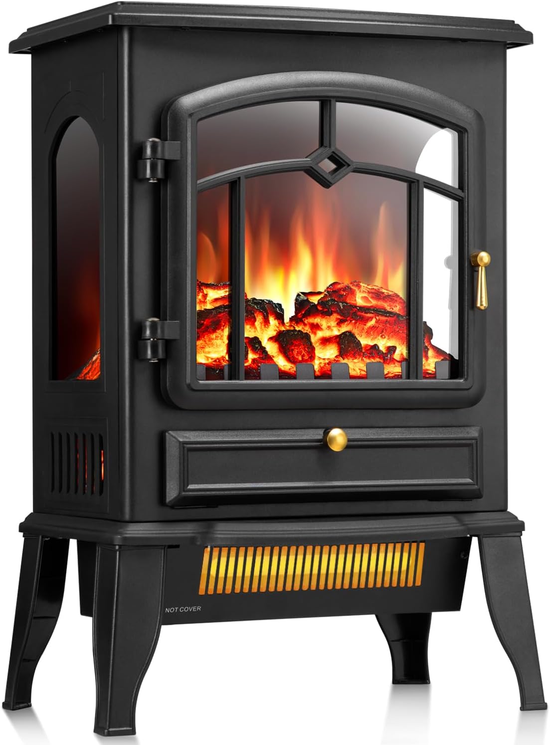 Electric Fireplace Heater with Thermostat Control, 15 Cathedral Stylish Small Fireplace Stove Heater, 3D Realistic Flame Effects, Overheating Safe Design