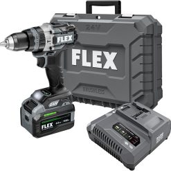 FLEX 24V Brushless Cordless 1/2-Inch 1,400 In-Lbs Torque 2-Speed Hammer Drill Turbo Mode Kit with 6.0Ah Stacked Lithium Battery and 280W Rapid Charger – FX1271T-1H