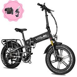 VITILAN i7 Pro Electric Bike Adults Folding 750W BAFANG Motor Fat Tire Ebike Removable 16AH/20AH Cell Battery Full Suspension Electric Bicycle 8-Speed