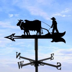 Alternative view of Decorative Wind Vane, Metal Weathervane with Roof Mount Retro Farmer Farmland Shape Weather Vane Garden Creative Home Decor Ornament Weathercock Wind Direction Indicator for Farm Yard