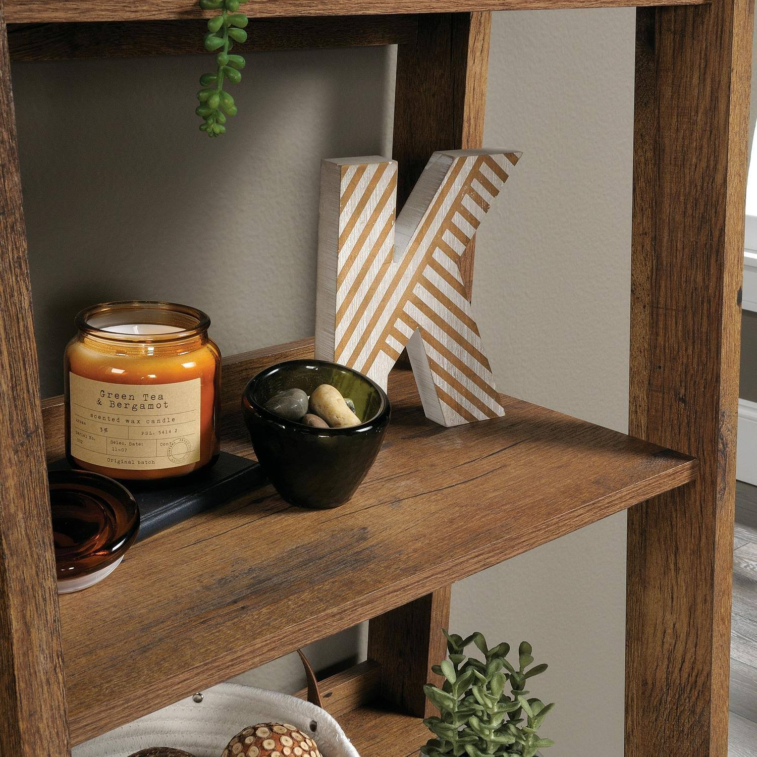 Sauder Trestle 5-Shelf Bookcase – Vintage Oak - Image 6