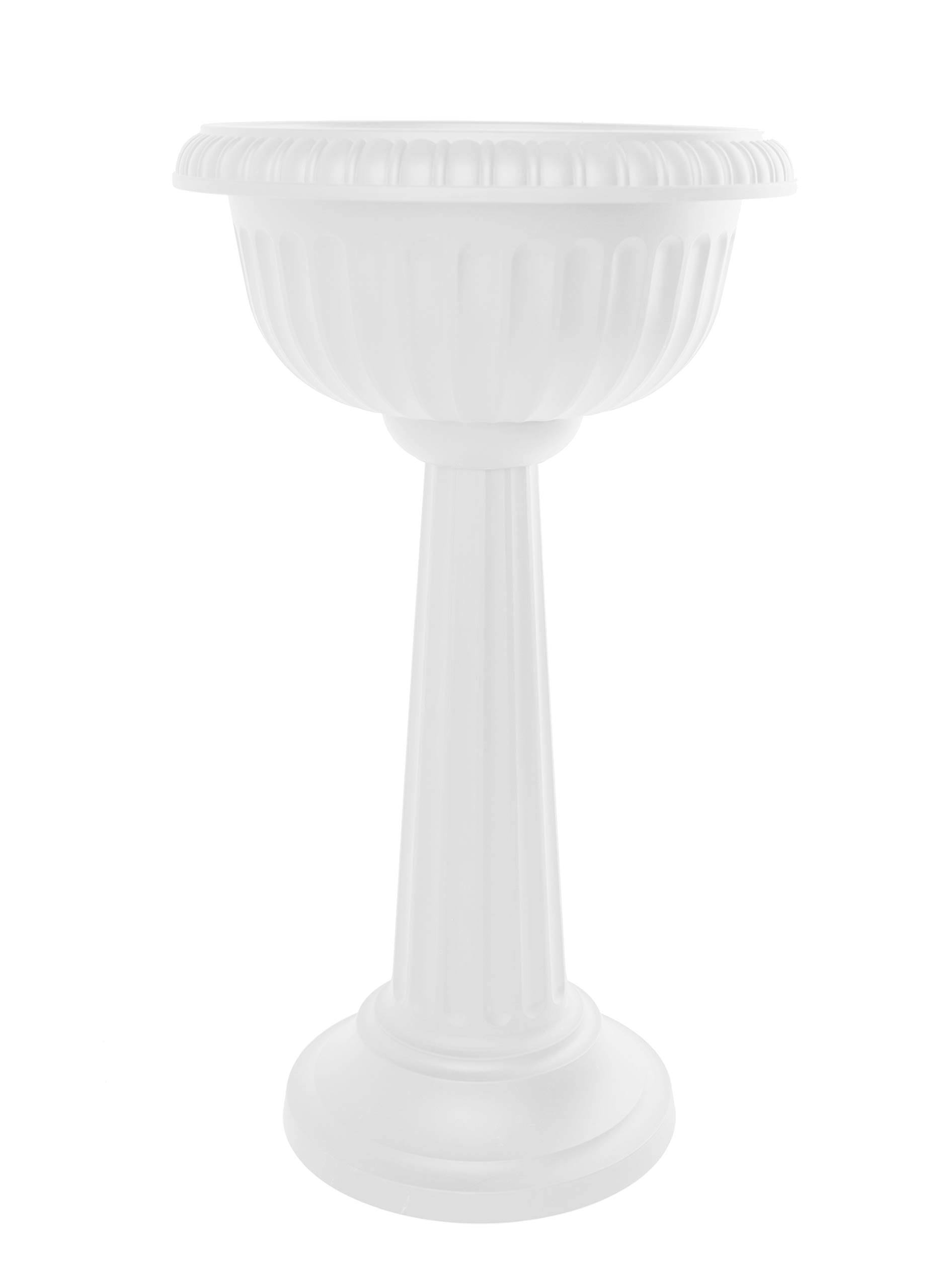Bloem GU180-09 Grecian Urn Tall Pedestal Planter 32 Casper White