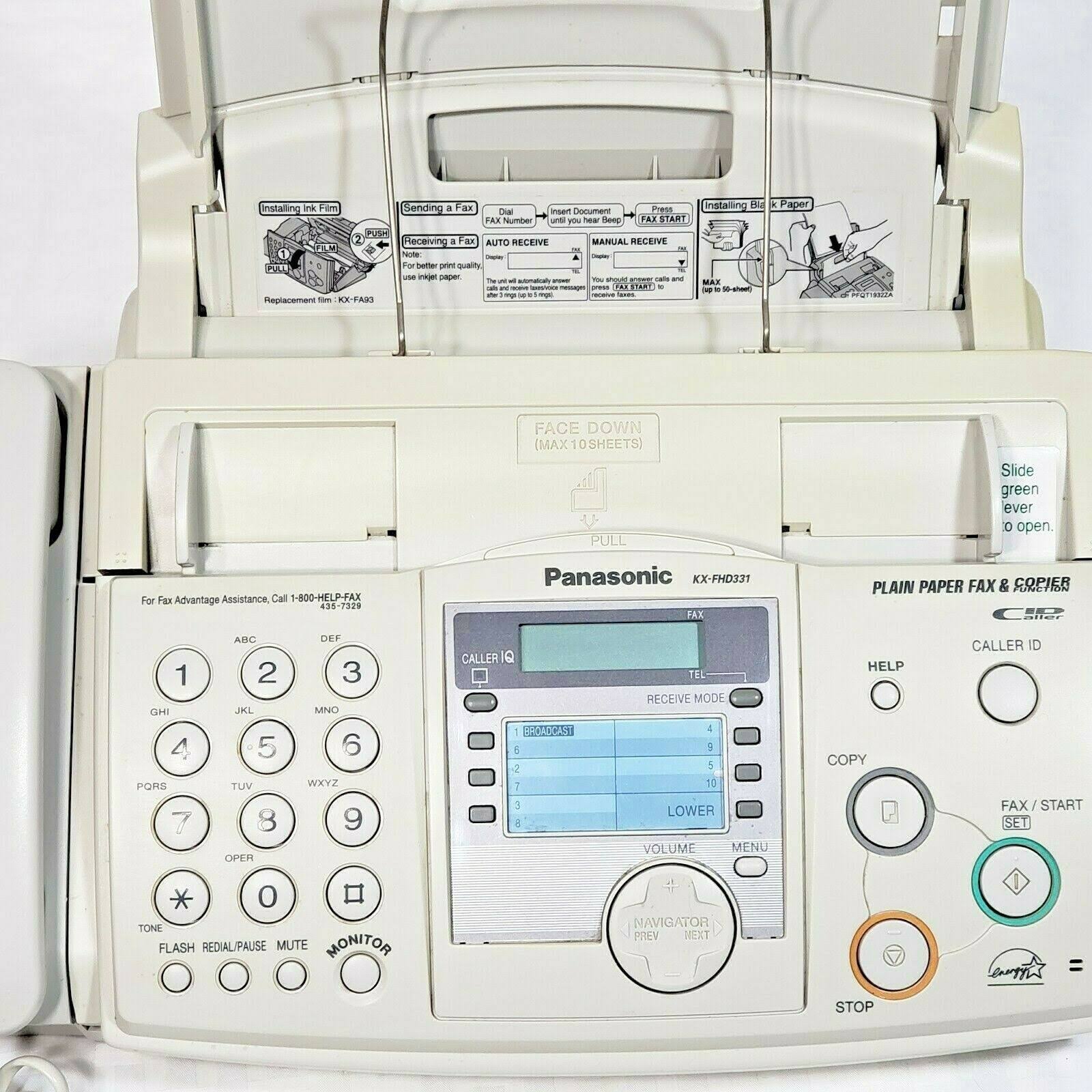 Panasonic KX-FHD331 Fax Copy Machine Copier Plain Paper Caller ID – Black - Image 2