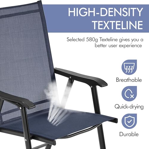 Yaheetech Patio Dining Chairs Set of 4 with Armrests, Outdoor Folding Chairs with Metal Frame and Backrest for Lawn, Garden, Yard and Poolside, Black - Image 17