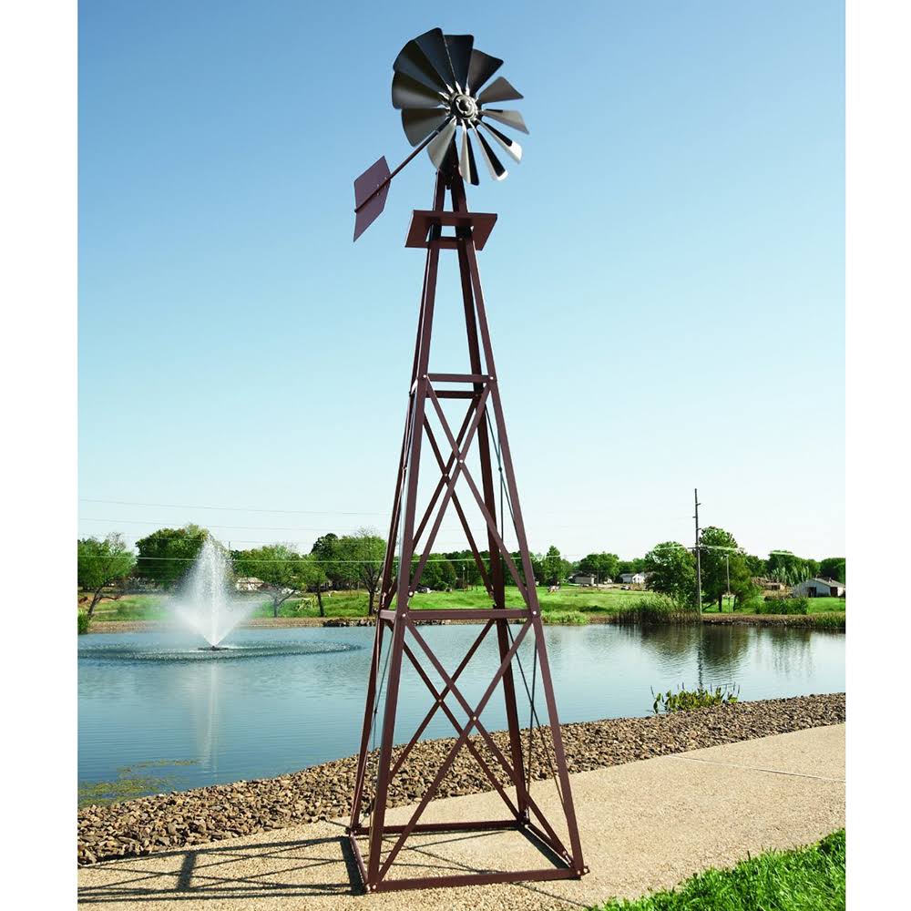 Outdoor Water Solutions 12-Foot Red and White Powder Coated Backyard Windmill - Image 2