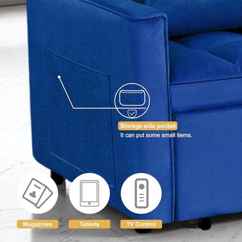 3 in 1 Sleeper Sofa Bed, Futon Sofa Bed for Living Room with Side Pocket, Black Sleepers Sofa Couch with Pullout Bed, Convertible Love Seat Sleepers Bed for Living Room, Bedroom, Small Space - Image 50