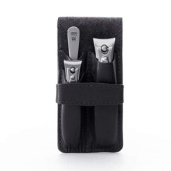 Alternative view of GERMANIKURE Nail Clippers and Sapphire Nail File Set in Black Leather Case ?C Ethically Made in Solingen Germany, FINOX Stainless Steel Tools ?C Professional Quality Manicure & Pedicure Kit for Men