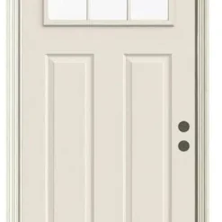 JELD-WEN 32 in. x 80 in. 6 Lite Craftsman Primed Steel Prehung Left-Hand Inswing Front Door