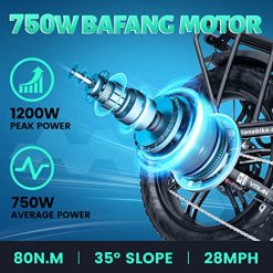 Alternative view of VITILAN i7 Pro Electric Bike Adults Folding 750W BAFANG Motor Fat Tire Ebike Removable 16AH/20AH Cell Battery Full Suspension Electric Bicycle 8-Speed