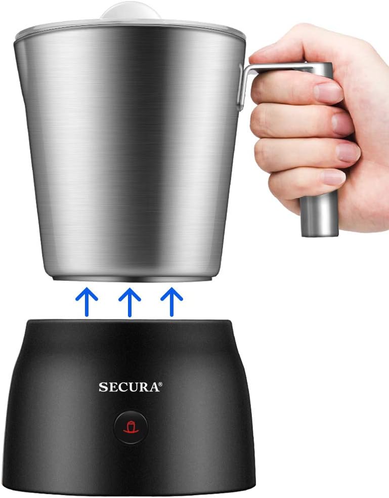 Secura Detachable Milk Frother, 17oz Electric Milk Steamer Stainless Steel, Automatic Hot/Cold Foam and Hot Chocolate Maker with Dishwasher Safe, 120V Pack of 2