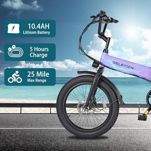 Folding Electric Bike for Adults, 20??3.0 Fat Tire Electric Bicycle, 374.4Wh Battery Ebike, 20MPH Electric Cargo Bike with LCD Color Display & 6 Speed Gears (Fits for 5’0+) - Image 3