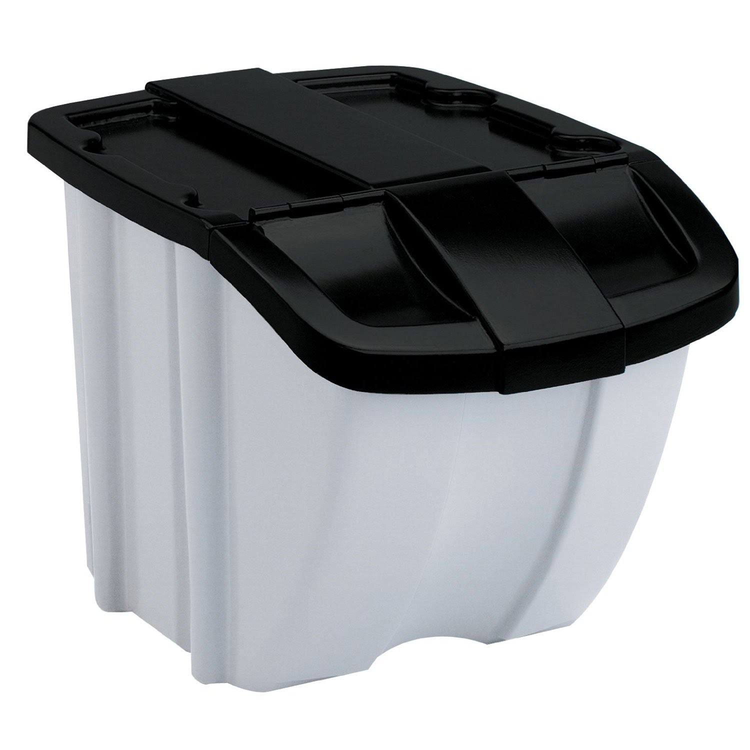 Suncast 18 Gallon Indoor or Outdoor Stacking Recycle Storage Bin, Gray (3 Pack) - Image 2