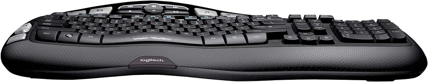 Logitech K350 Wireless Wave Ergonomic Keyboard with Unifying Wireless Technology – Black - Image 3
