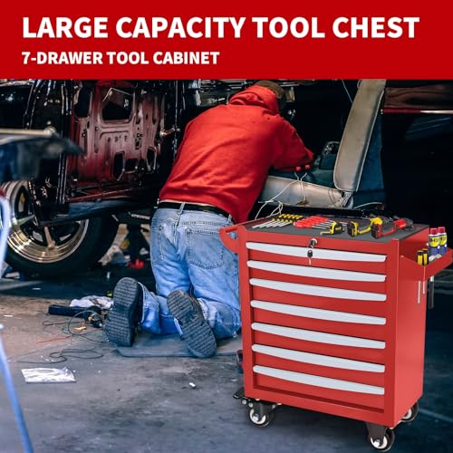 Rolling Tool Chest, Metal Tool Box with 5 Drawers, Lockable Garage Storage Cabinets Sliding Tool Drawer Cart on Wheels Toolbox Organization Workbench for Workshop Warehouse Repair Shop - Image 34