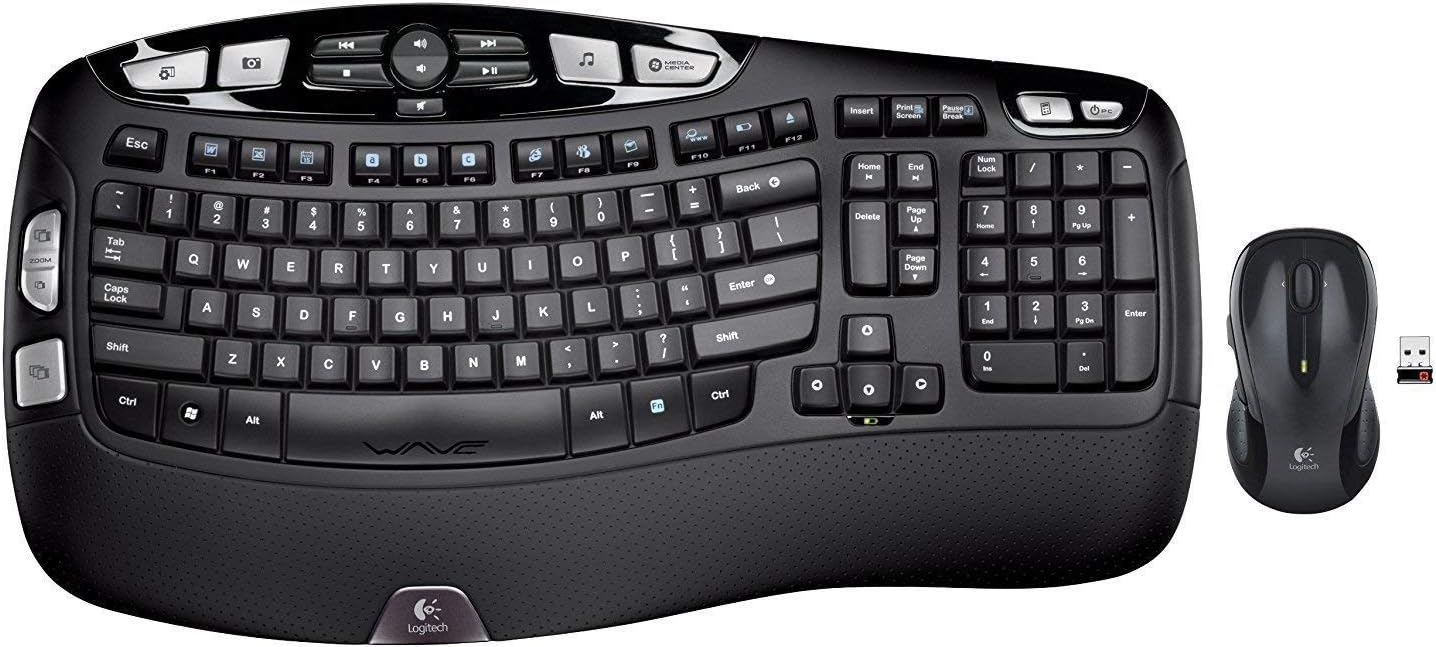 Logitech MK550 Wireless Wave K350 Keyboard and Mouse Combo ?? Includes Keyboard and Mouse, Long Battery Life, Ergonomic Wave Design with Wireless Mouse (with Mouse)