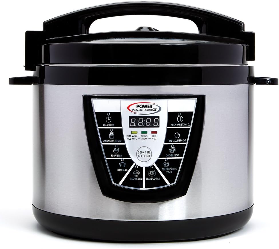Power Pressure Cooker XL XL 10-Quart Electric Pressure, Slow, Rice Cooker, Steamer & More, 7 One-Touch Programs, Silver