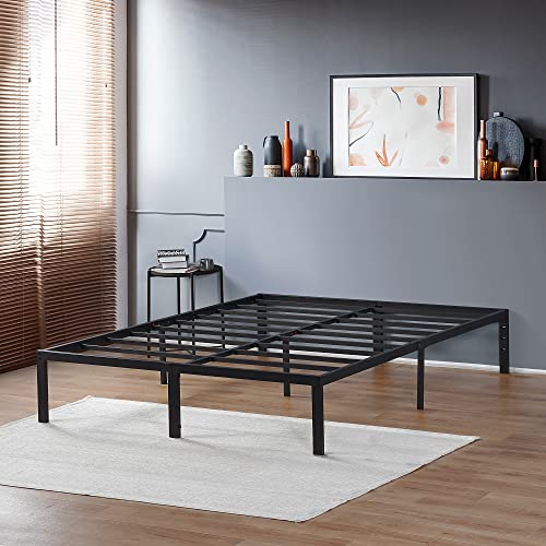 PrimaSleep 18 Inch Tall Heavy Duty Steel Slat Bed Frame/Anti-Slip Support/Easy Assembly Mattress Foundation/No Noise/No Box Spring Needed/Full/Black - Image 21