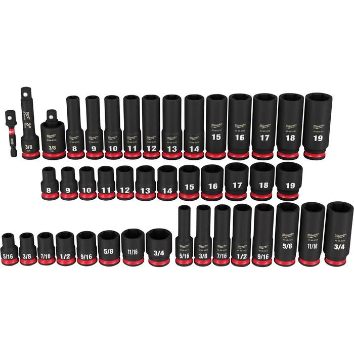 Milwaukee Shockwave Impact Duty 3/8Inch-Drive, SAE and Metric 6-Point Socket Set – 43-Piece, Model 49-66-7009