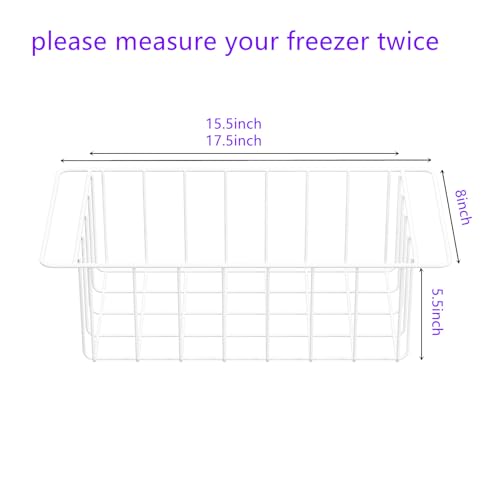 Freezer Wire Baskets, Kitchen Storage Organizer Bins for Chest and Upright Freezer, Refrigerator Dividers Containers with Handles – Pearl White (3) - Image 8