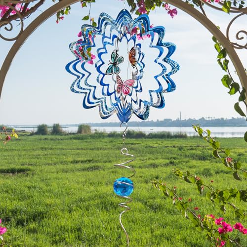 Hummingbird Wind Spinner – Hummingbird Gift for Women Men, Metal Wind Spinners for Outdoor & Indoor Decoration 12in 3D Hanging Bird Wind Catcher Unique Garden Decor Kinetic Yard Art Ornament - Image 4