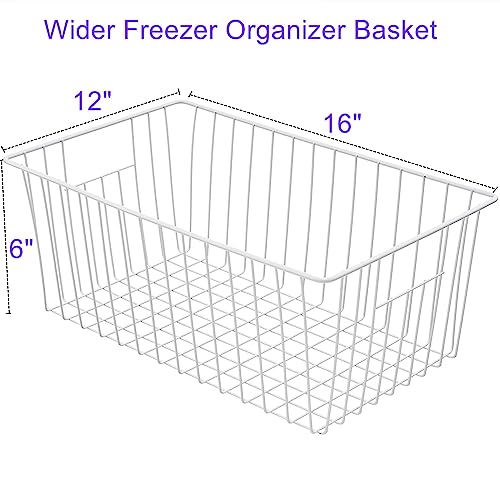 Freezer Wire Baskets, Kitchen Storage Organizer Bins for Chest and Upright Freezer, Refrigerator Dividers Containers with Handles – Pearl White (3) - Image 25