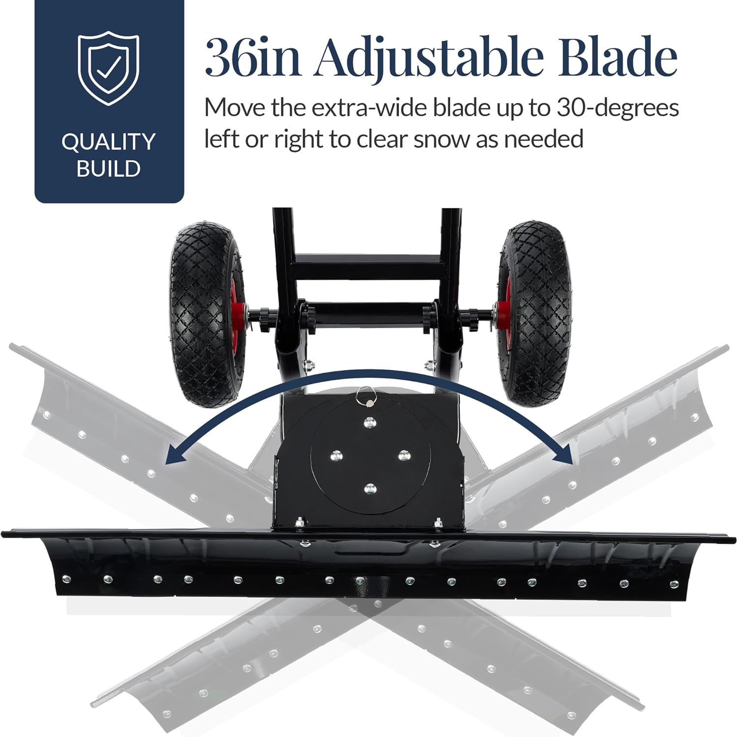 Best Choice Products 36in Galvanized Blade Heavy-Duty 2-Wheel Snow Pusher Hand Plow for Snow Removal w/Wheels, Adjustable Handle, Blade Angle – Black - Image 27